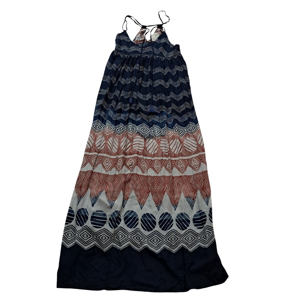 NWT Anthropologie Saturday Sunday Dress Women XS Blue Geometric Boho Maxi Summer